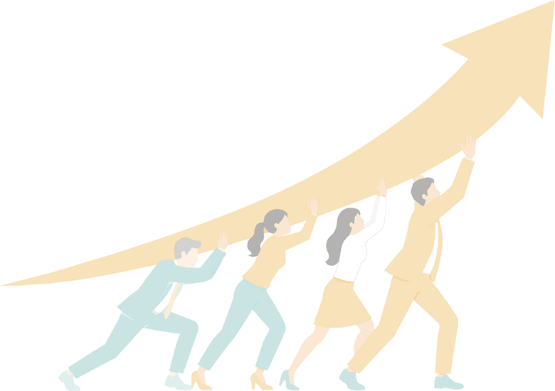 矢印を持ち上げる人たち